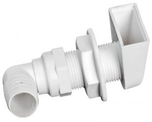 White plastic Scupper 90° outlet 1"x25mm  #N42038202451