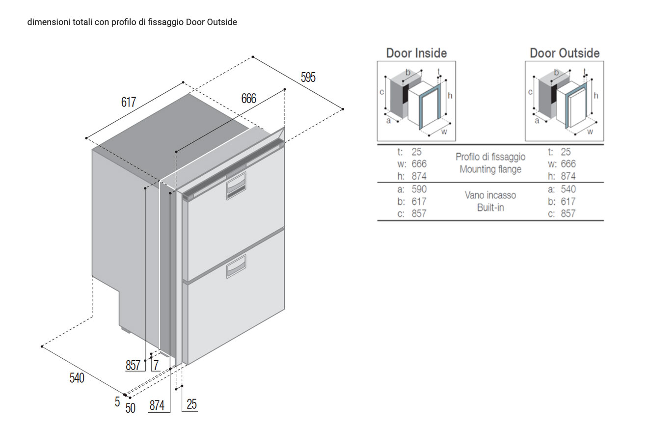 Vitrifrigo DRW180A 150lt 12/24V RefrigeratorFreezer Internal