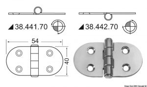 Stainless steel shiny hinge 70x39 mm #N60242240227