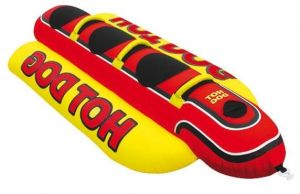 KWIK TEK Airhead Hot Dog Inflatable Towable Tube - 260x110cm - 3 People - Banana Model #OS6495600