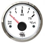 Osculati Oil Pressure Gauge Scale 0-5bar 12/24V White Dial Glossy bezel #OS2732210