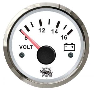 Osculati 12V Voltmeter Scale 8/16V White Dial Glossy Bezel #OS2732214