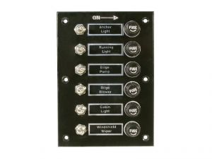 ABS Switch Panel with 6x10A lever switches 6 Fuses D.115x165mm #N50423701119