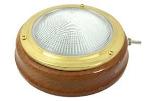 Brass and teak interior dome light - D.145mm - With switch #MT2140514