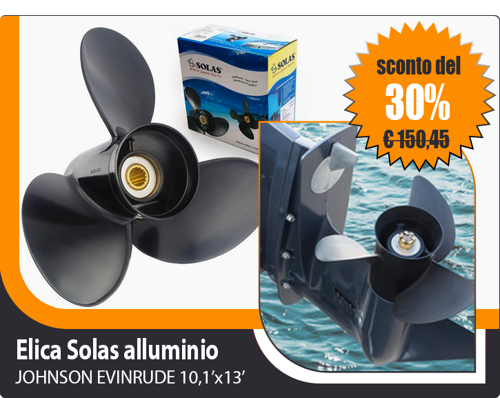 Elica Solas in alluminio a 3 pale per motori JOHNSON EVINRUDE 10,1x13