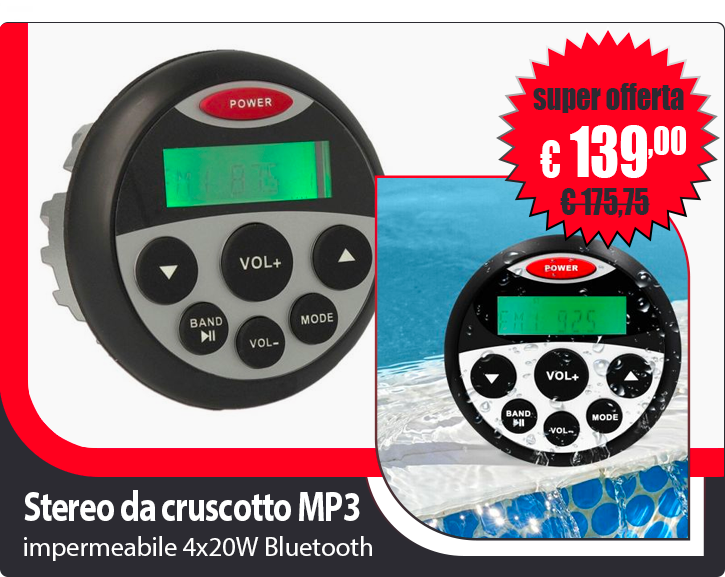 Radio Impermeabile MP3 Player MP804 4x20Watt LCD Bluetooth AUX