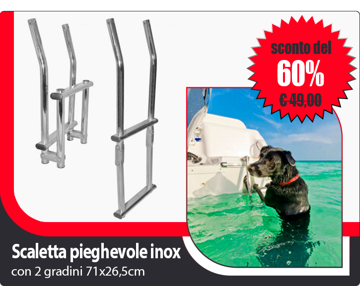 Scaletta Pieghevole Inox 71x26.5cm 2 gradini per plancetta