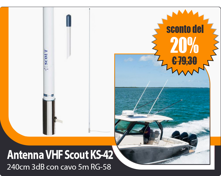 Scout KS-42 Antenna VHF in VTR 240cm 3dB con cavo 5m RG-58 CU MIL